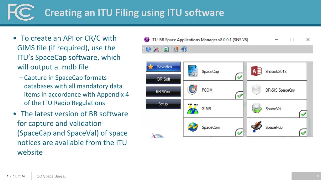 creating an itu filing using itu software