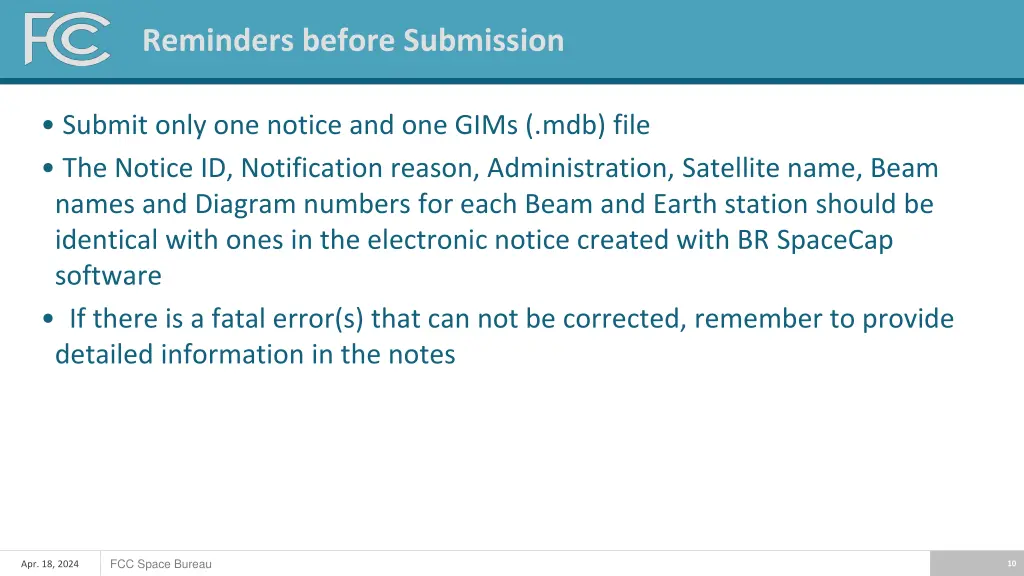 reminders before submission