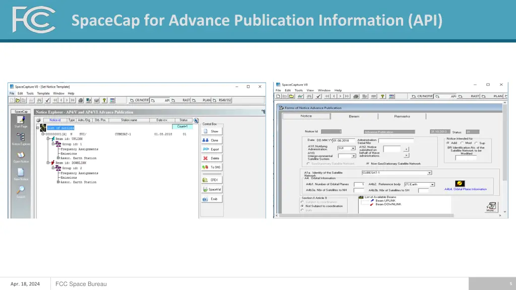 spacecap for advance publication information api