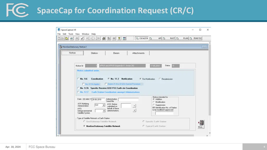 spacecap for coordination request cr c