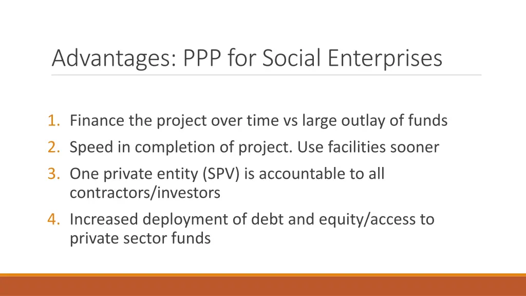 advantages ppp for social enterprises