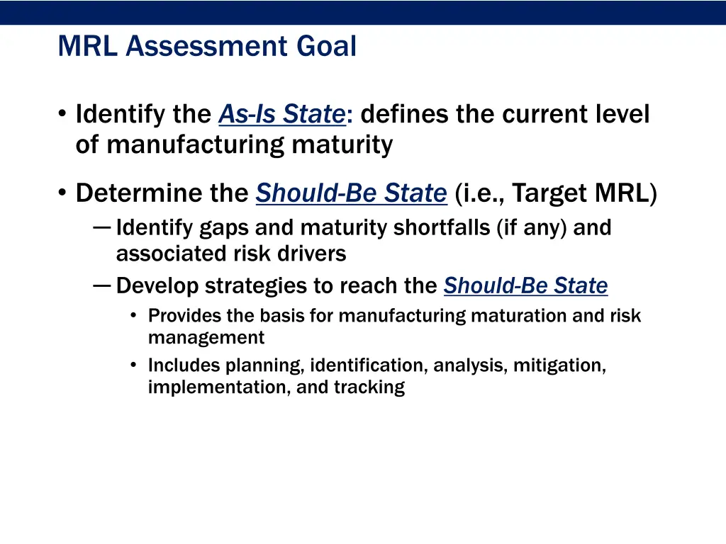 mrl assessment goal