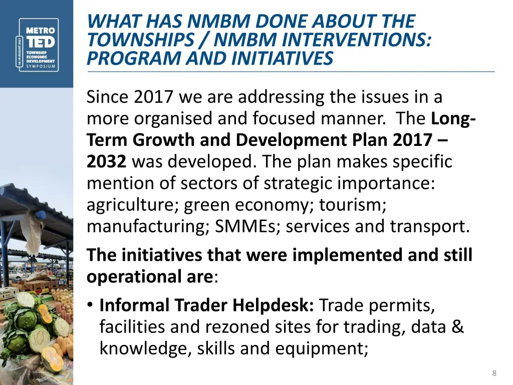 what has nmbm done about the townships nmbm