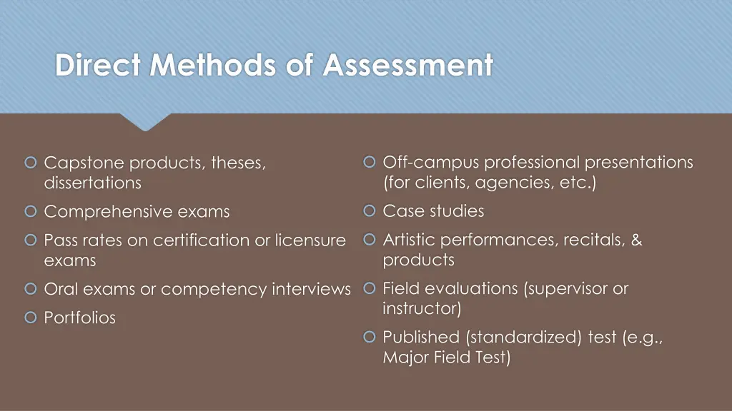 direct methods of assessment