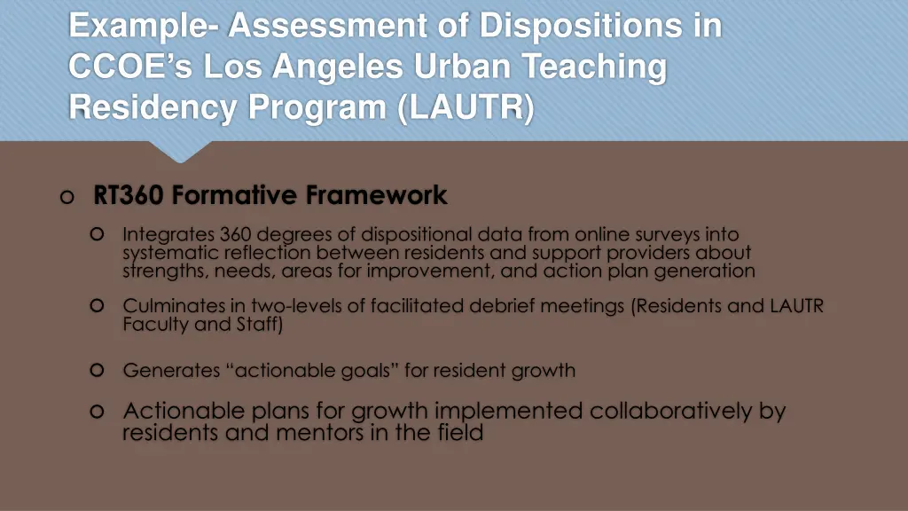 example assessment of dispositions in ccoe