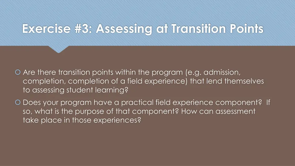 exercise 3 assessing at transition points