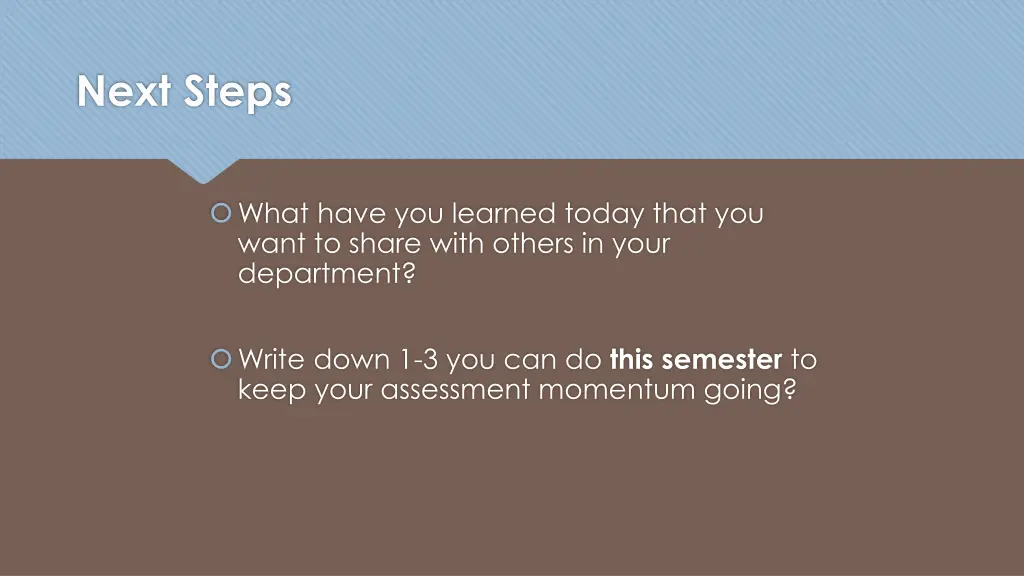 next steps