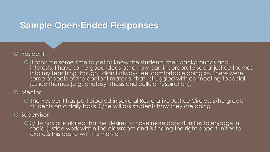 sample open ended responses