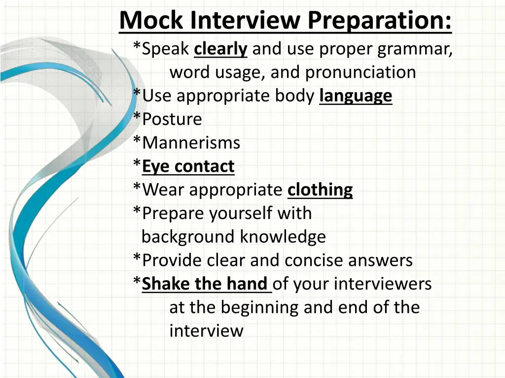 mock interview preparation speak clearly