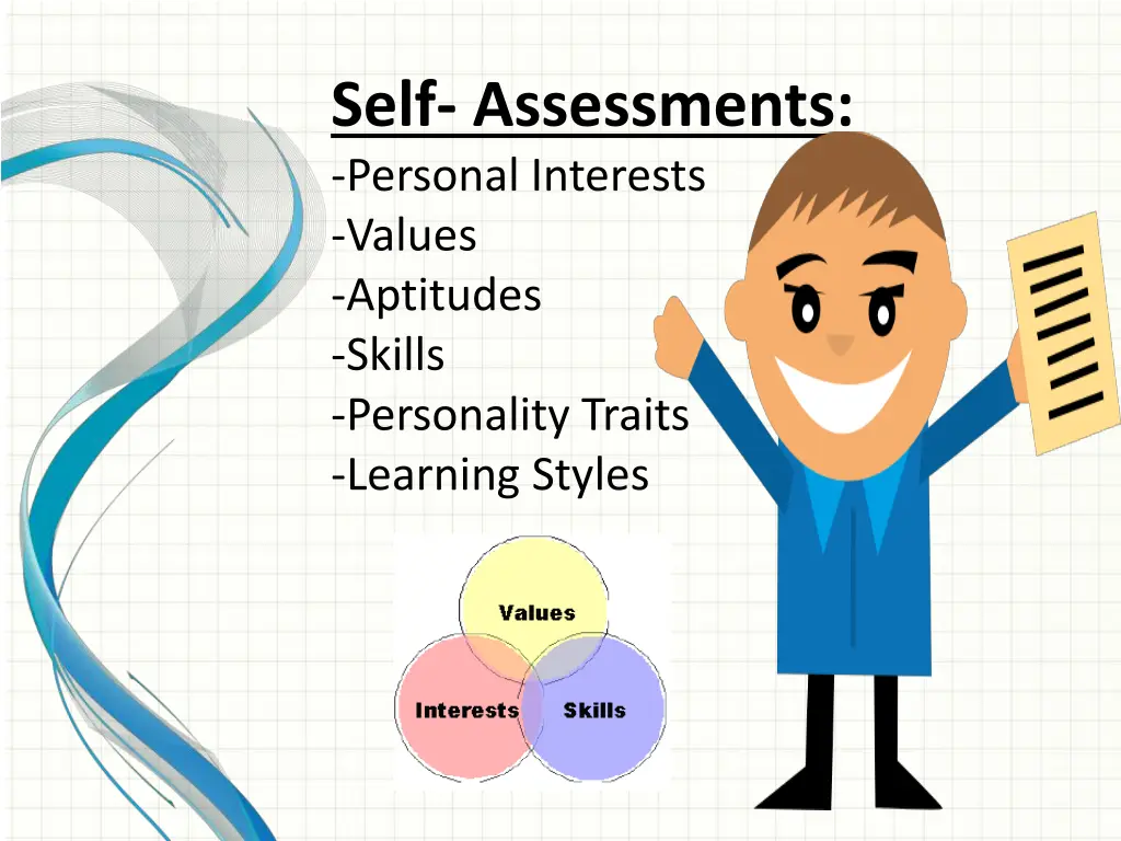 self assessments personal interests values