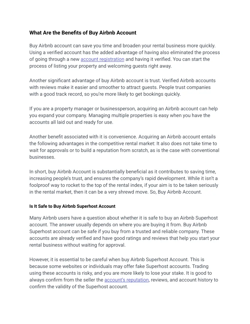 what are the benefits of buy airbnb account