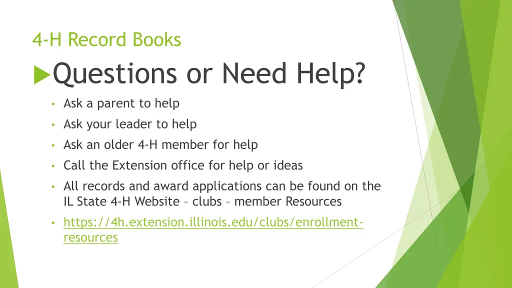 4 h record books questions or need help