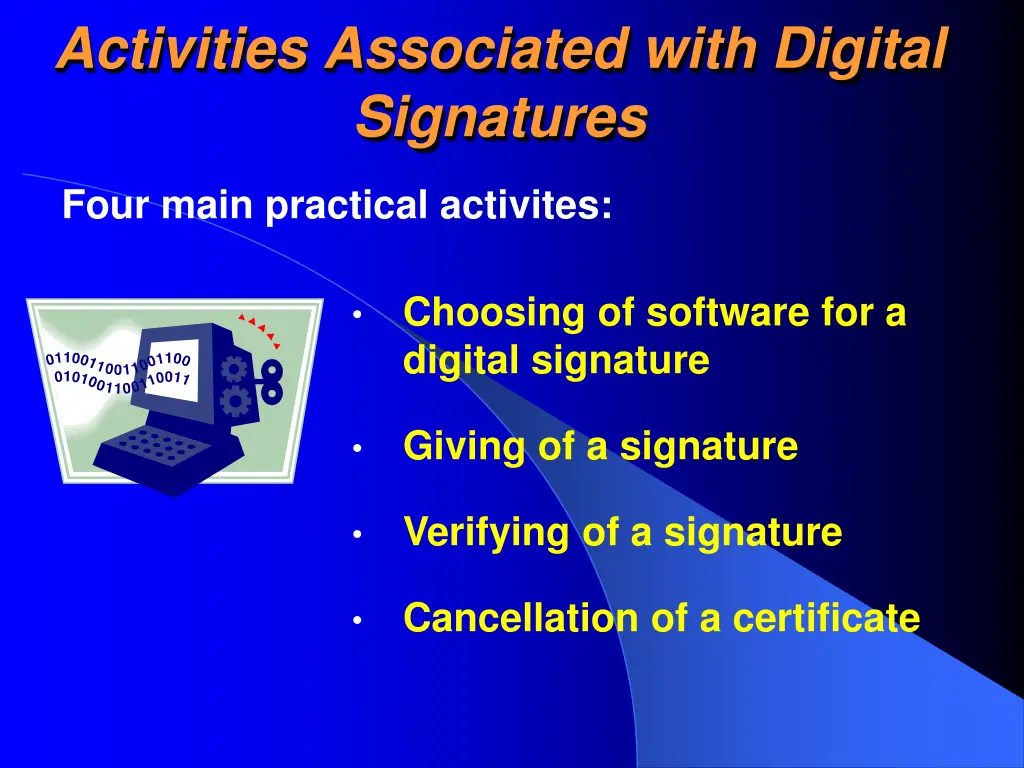 activities associated with digital signatures