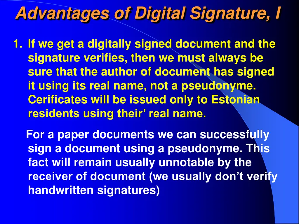 advantages of digital signature i
