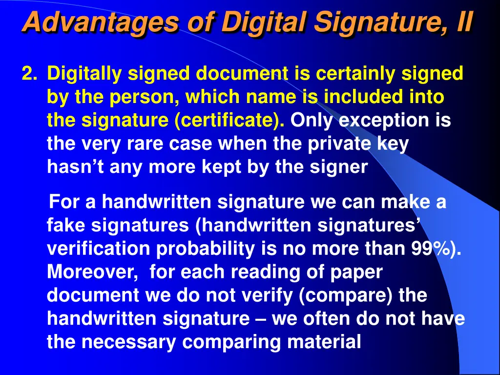 advantages of digital signature ii