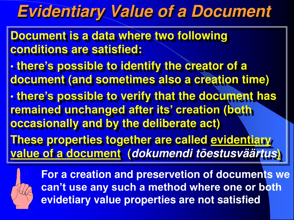 evidentiary value of a document