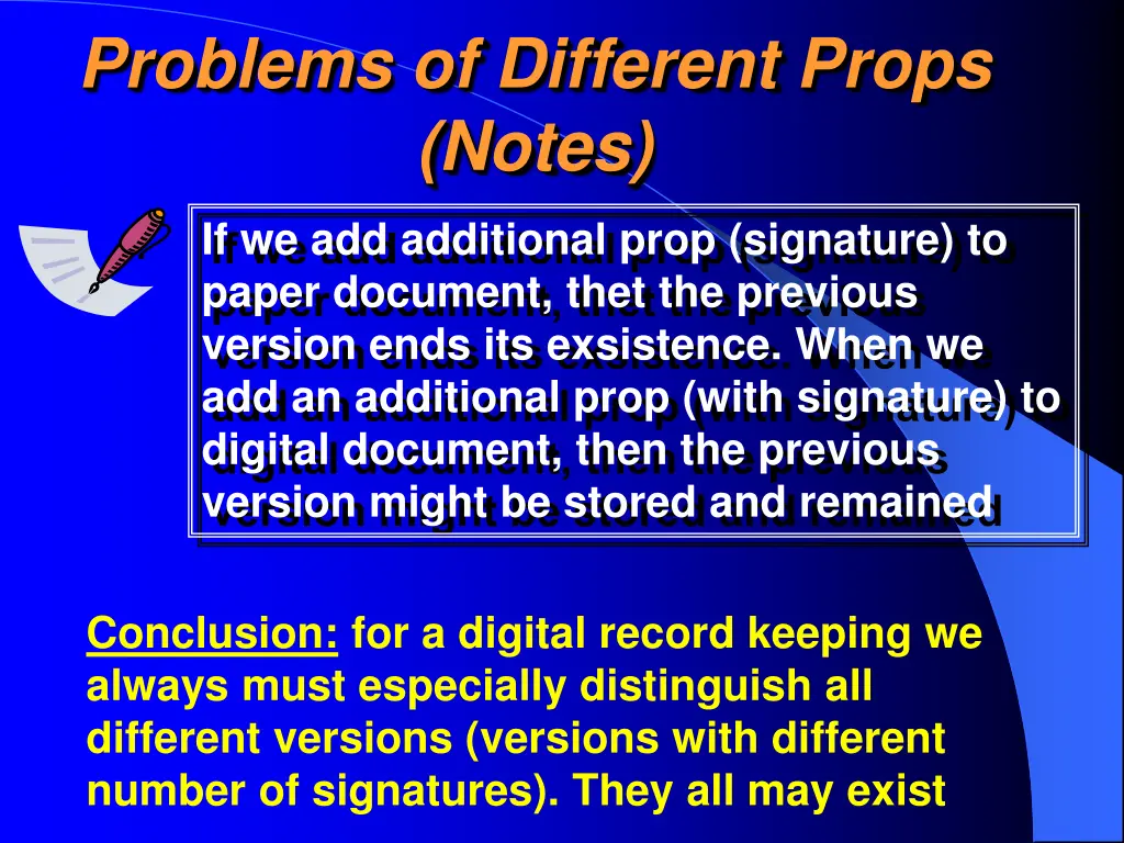 problems of different props notes