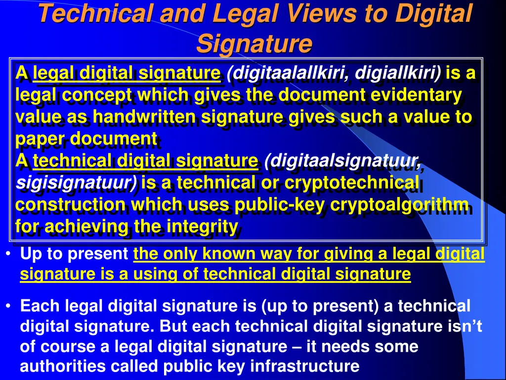 technical and legal views to digital signature