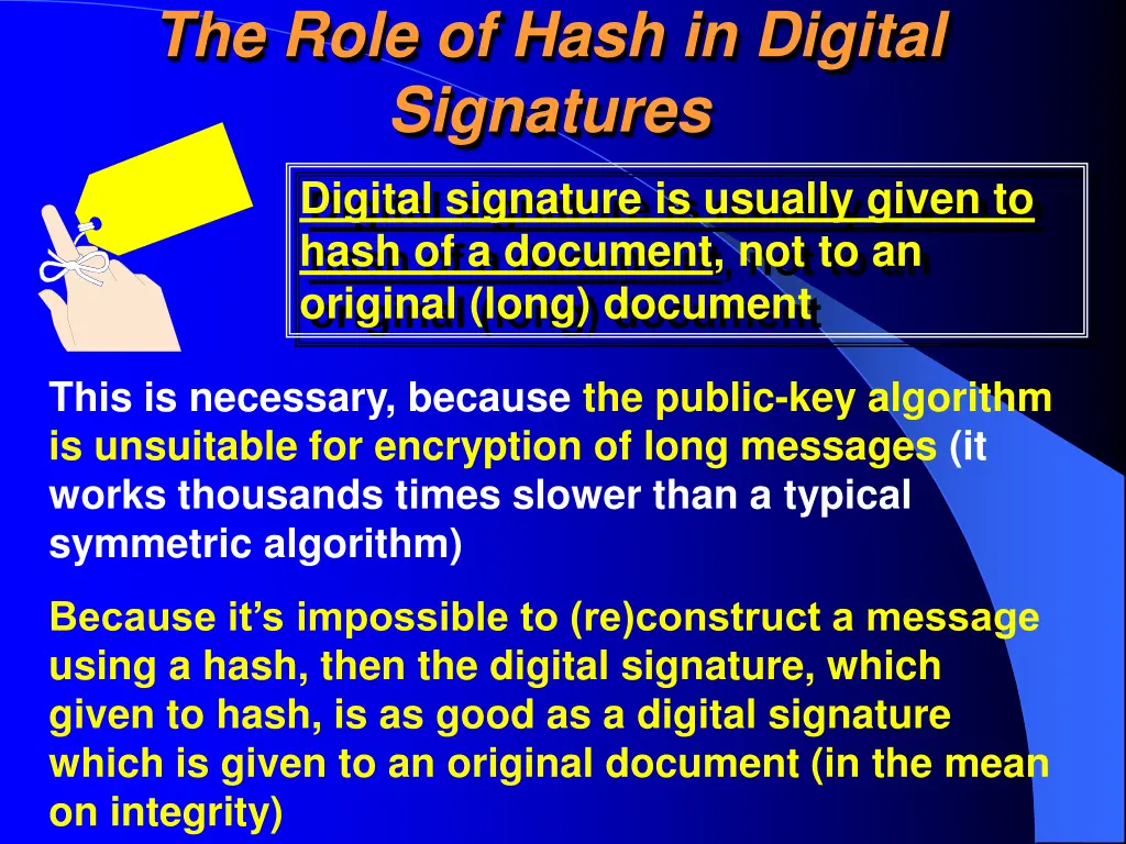 the role of hash in digital signatures