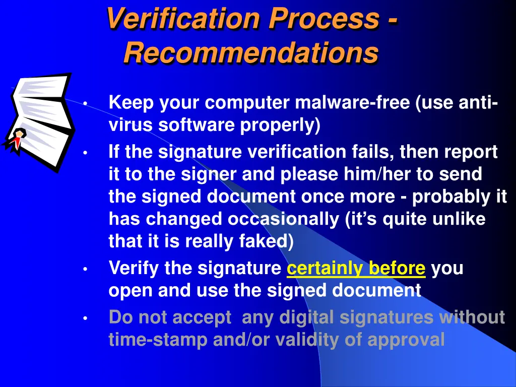 verification process recommendations