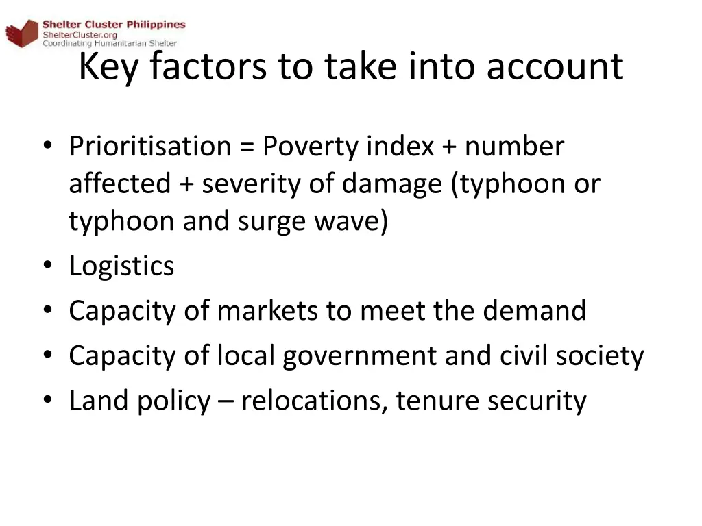 key factors to take into account