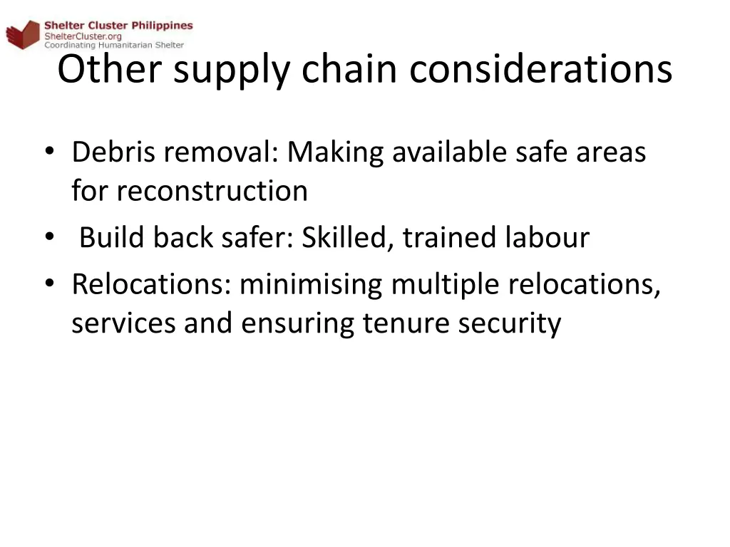 other supply chain considerations