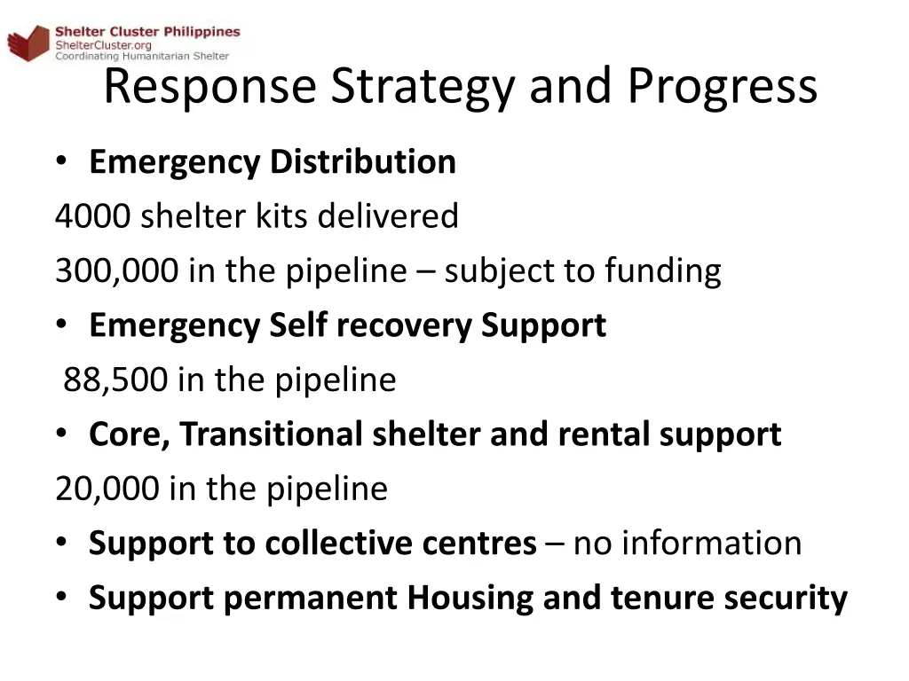 response strategy and progress