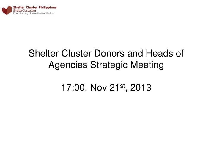 shelter cluster donors and heads of agencies