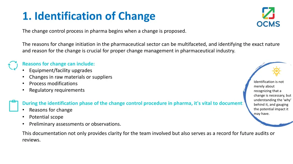 1 identification of change