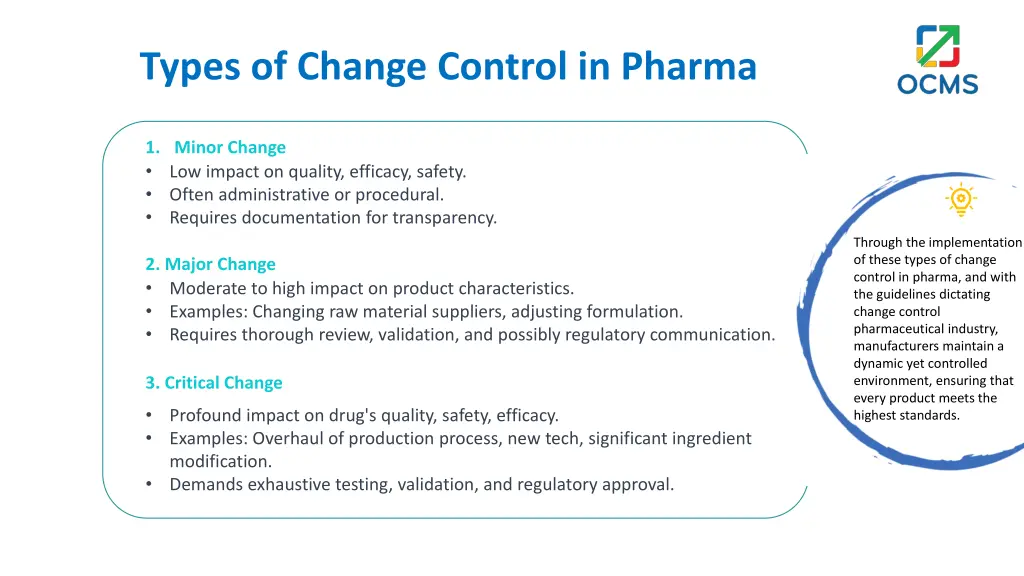 types of change control in pharma