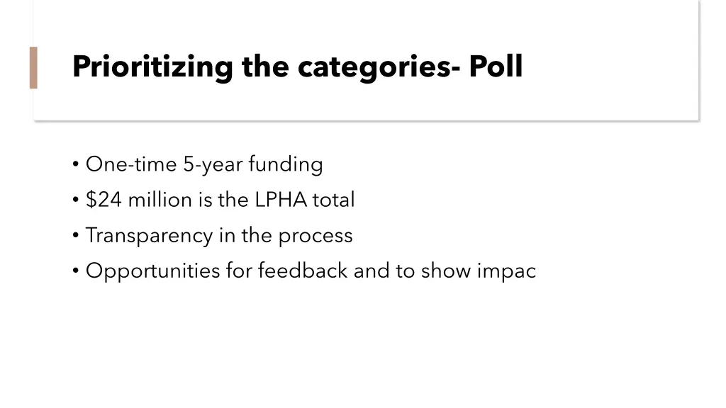 prioritizing the categories poll