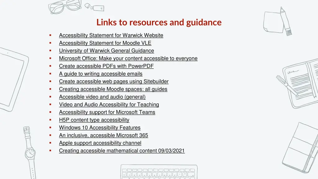 links to resources and guidance