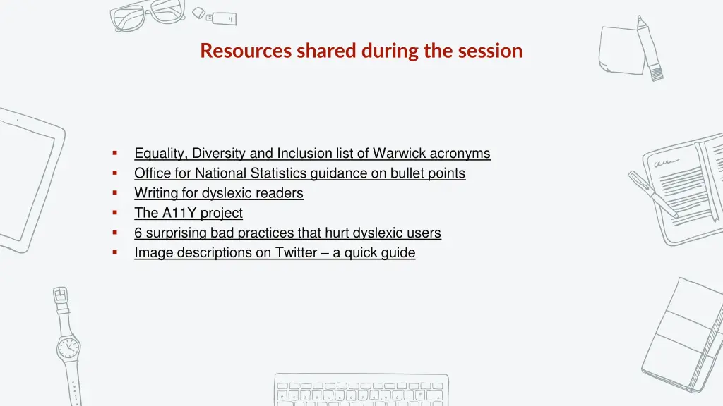 resources shared during the session