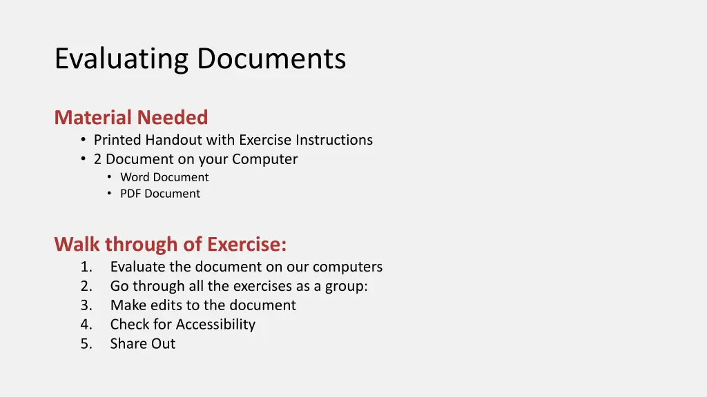 evaluating documents