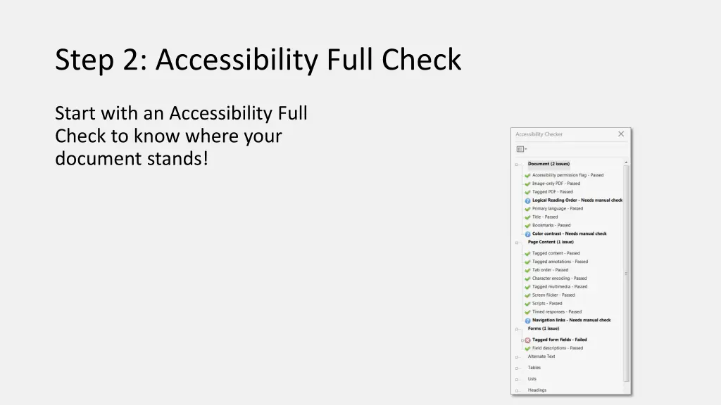 step 2 accessibility full check