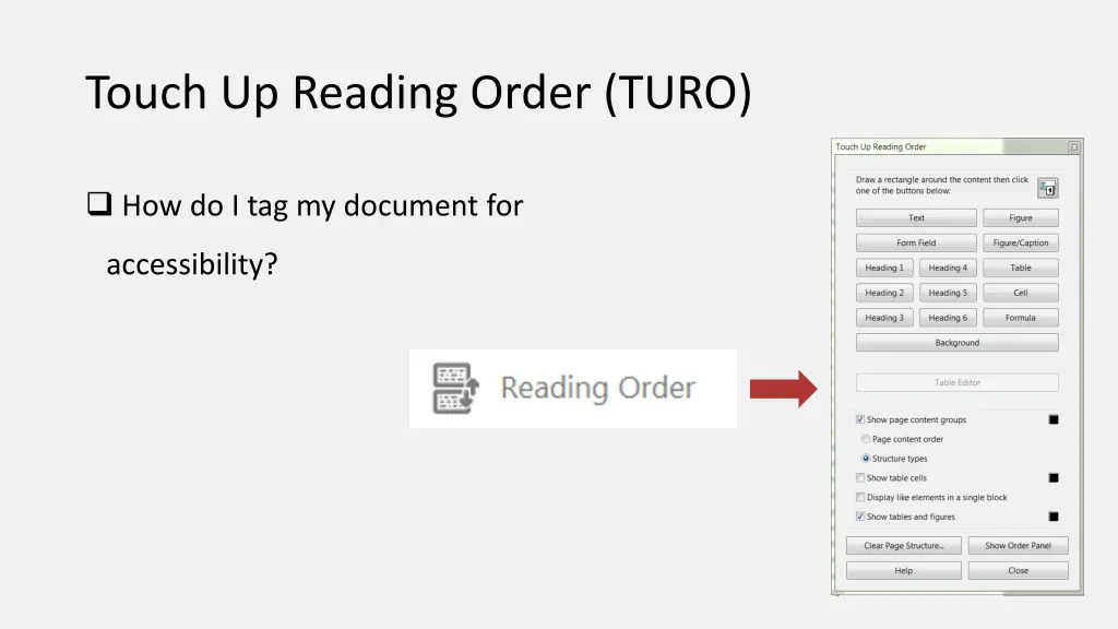 touch up reading order turo