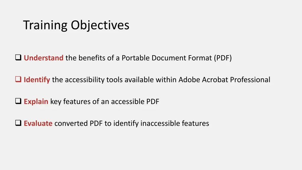 training objectives