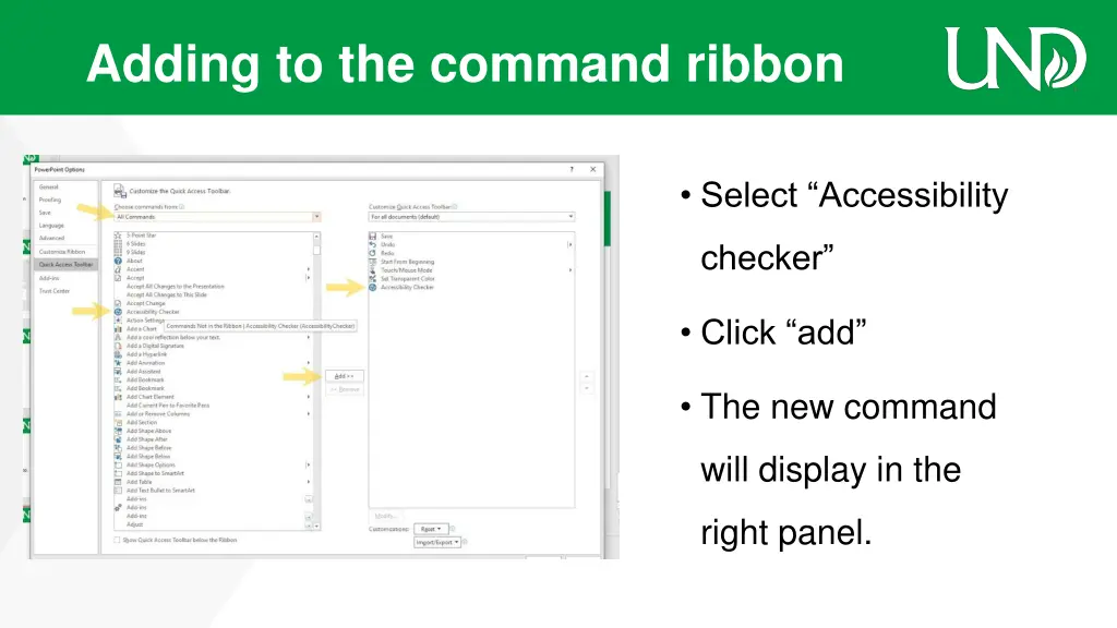 adding to the command ribbon
