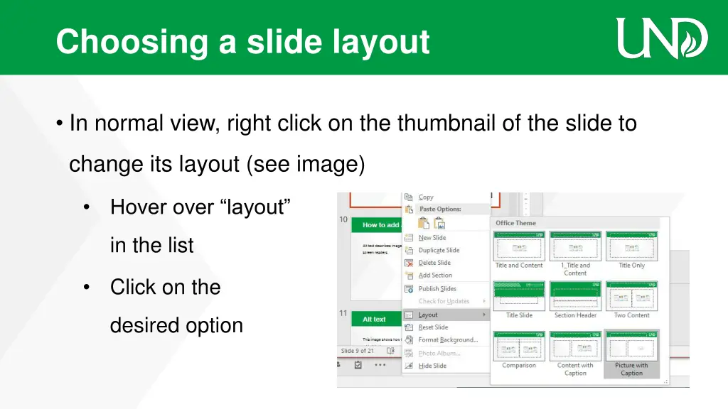 choosing a slide layout