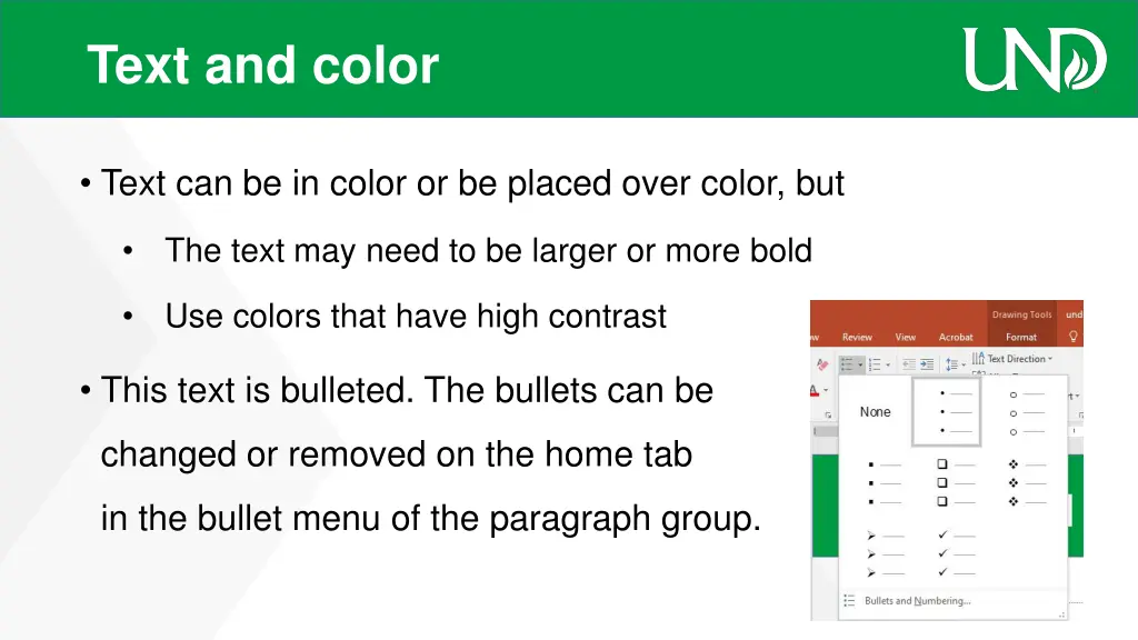 text and color