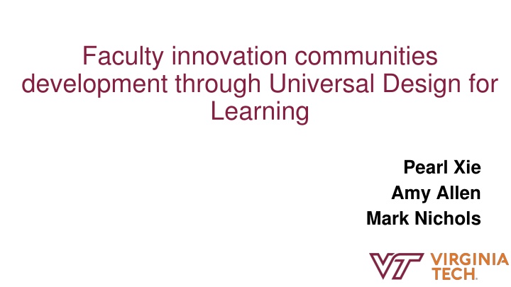 faculty innovation communities development
