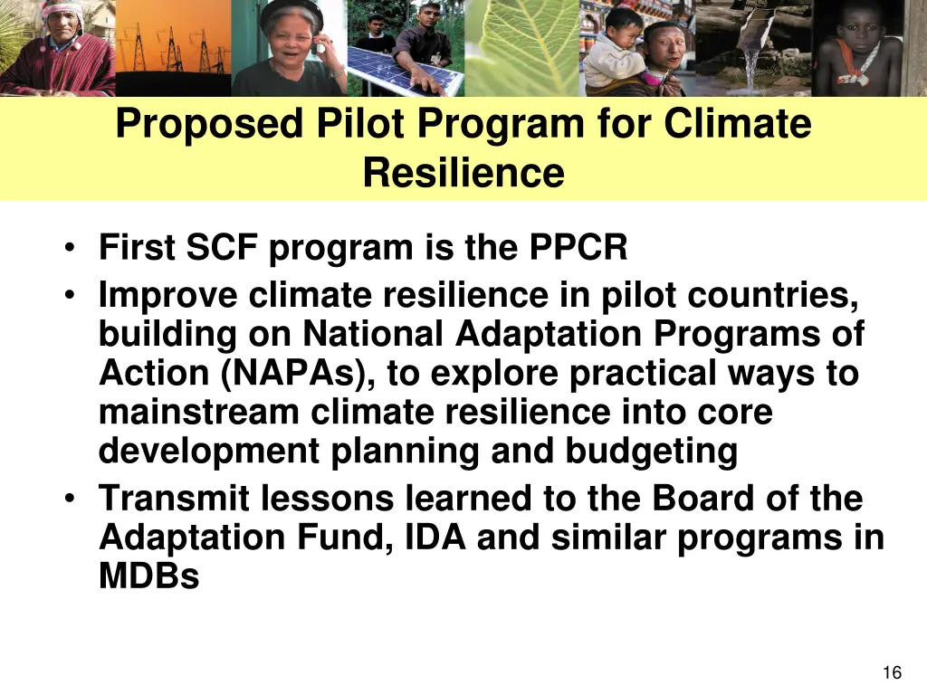 proposed pilot program for climate resilience