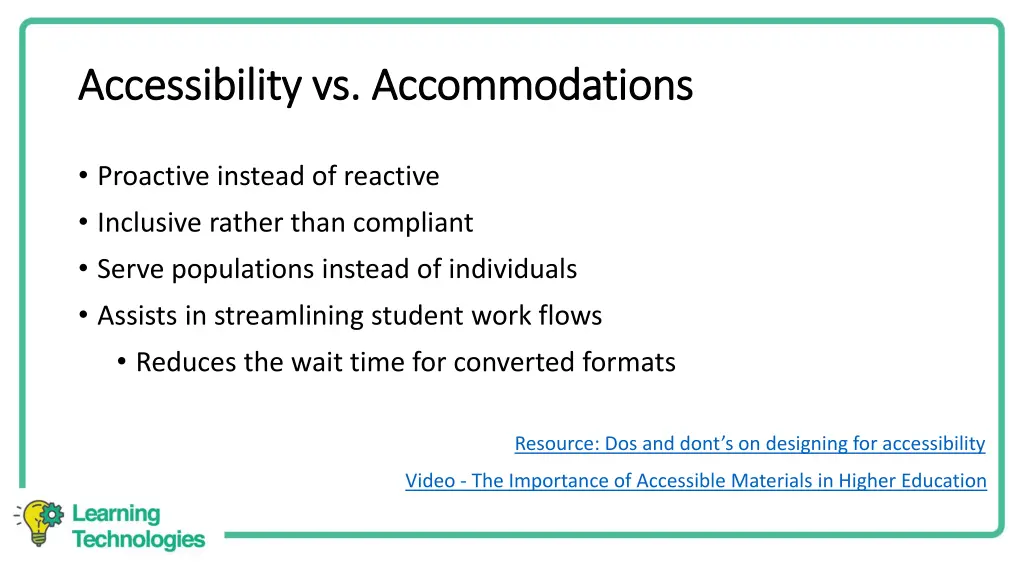 accessibility vs accommodations accessibility