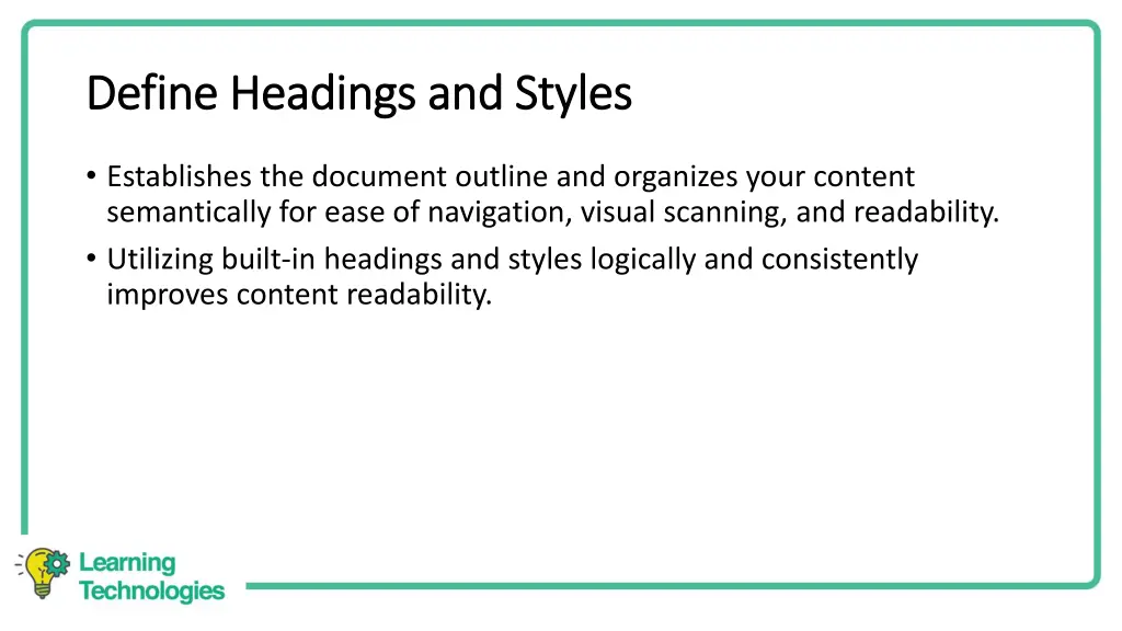define headings and styles define headings