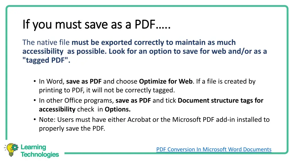 if you must save as a pdf if you must save