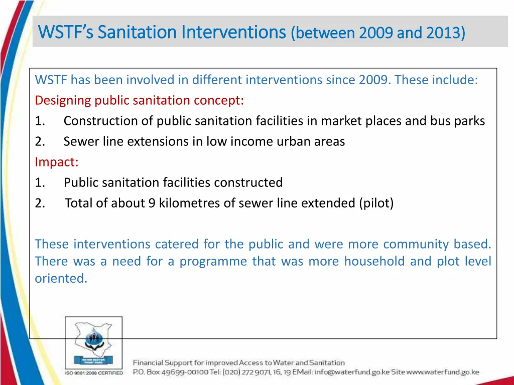 wstf s sanitation interventions wstf s sanitation
