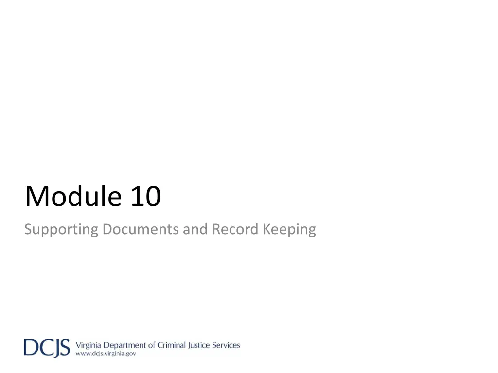 module 10 supporting documents and record keeping