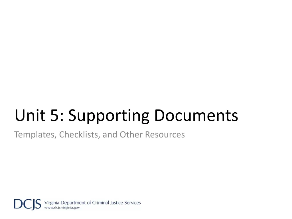 unit 5 supporting documents templates checklists