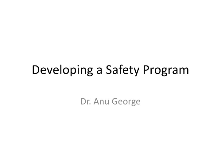 developing a safety program