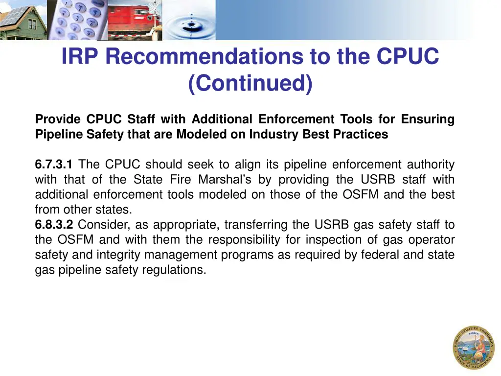 irp recommendations to the cpuc continued 6